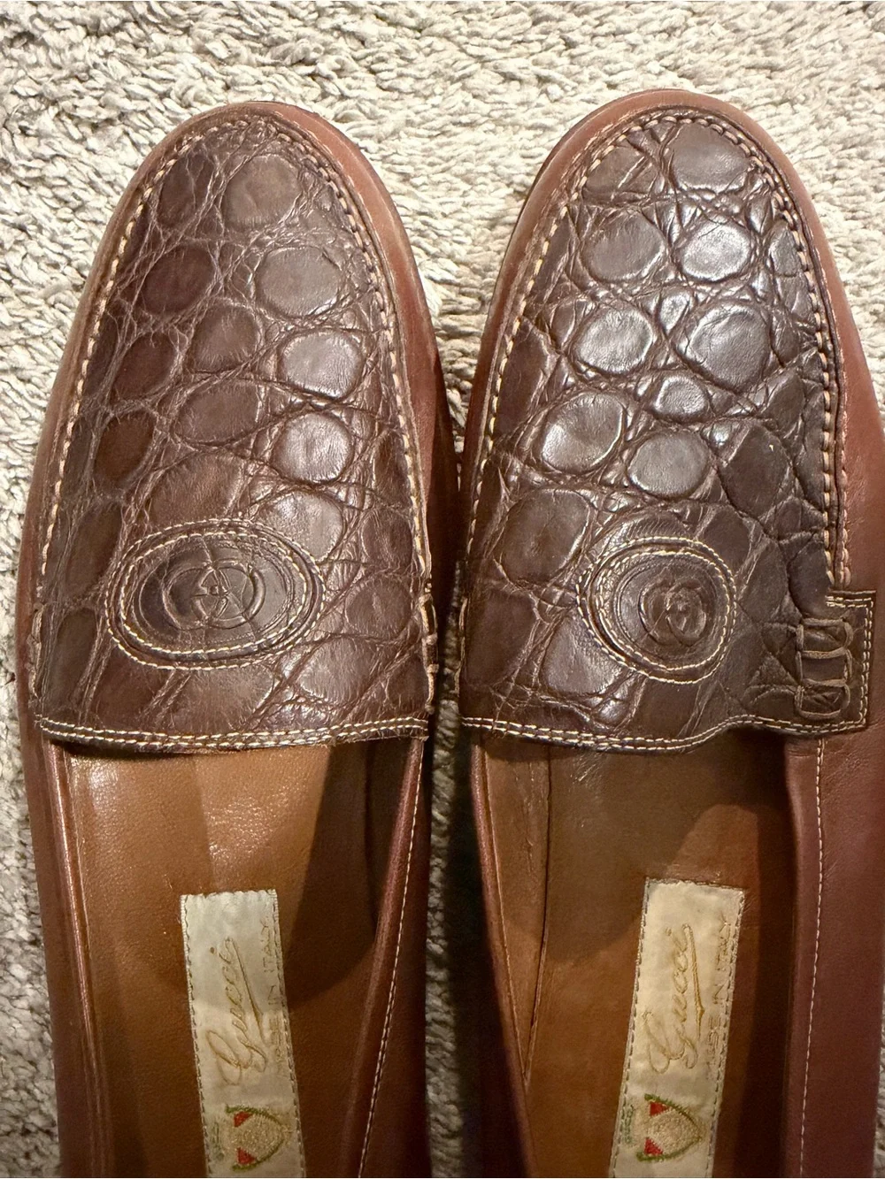 Vintage Gucci Men’s Alligator Top Horsebit Loafers 110 1227 Style